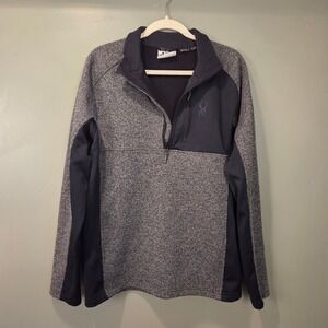 Spyder Men's Half Zip Sweater Gait Knit Pullover Jacket, Size XL, Gray Black
